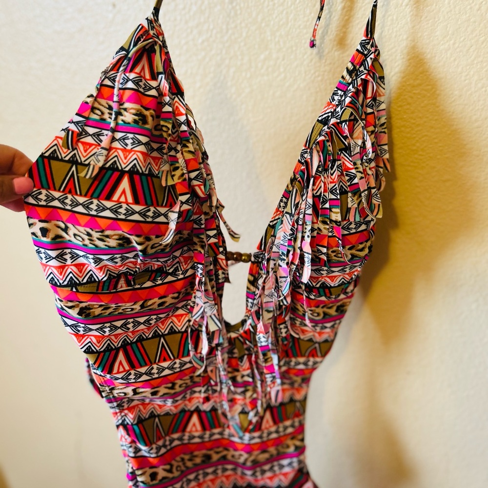 Marina West-Tribal Animal Print Cut Out Swimsuit-XL
